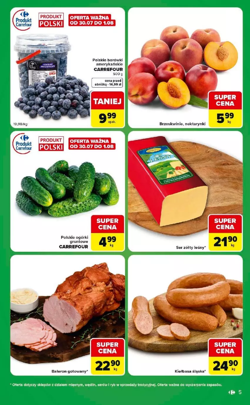Gazetka promocyjna Carrefour - Gazetka Express w SUMIE ekspresowe zakupy - ważna 28.07 do 03.08.2026 - strona 5 - produkty: Brzoskwinie, Grunt, Kiełbasa, Kiełbasa śląska, Nektar, Ser