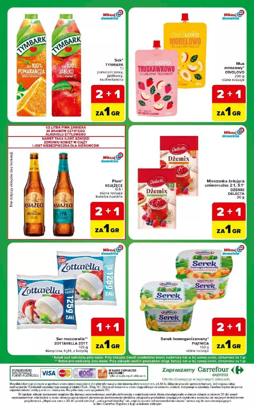 Gazetka promocyjna Carrefour - Gazetka Express w SUMIE ekspresowe zakupy - ważna 28.07 do 03.08.2026 - strona 8 - produkty: Bazyl, Delecta, Dżem, Fa, Gra, Mozzarella, Mus, Noż, Piątnica, Piec, Piwa, Ser, Serek, Serek homogenizowany, Sok, Stek, Tymbark, Zott, Zottarella