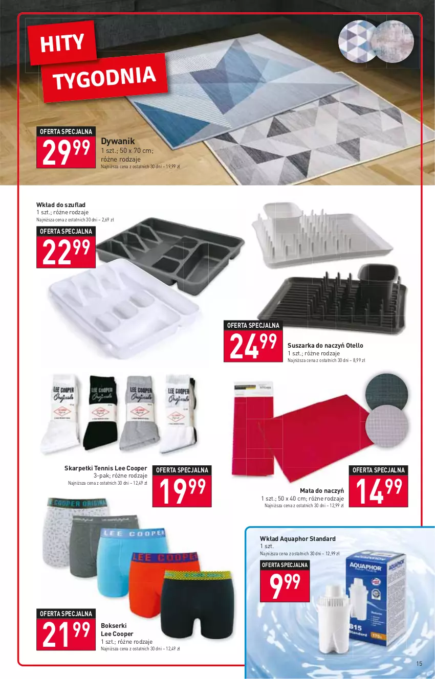 Gazetka promocyjna Stokrotka - Supermarket - ważna 26.01 do 01.02.2023 - strona 15 - produkty: Aquaphor, Bokserki, Dywan, Dywanik, Karp, Ser, Skarpetki, Suszarka, Suszarka do naczyń, Wkład do szuflad