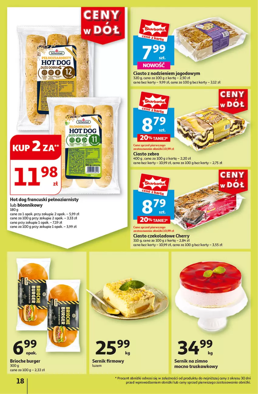 Gazetka promocyjna Auchan - Gazetka CENY W DÓŁ Hipermarket Auchan - ważna 04.07 do 10.07.2024 - strona 20 - produkty: Burger, Ciasto czekoladowe, Hot dog, Ser