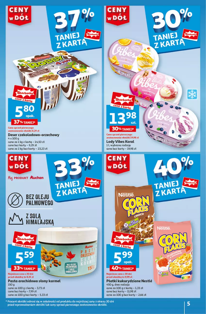 Gazetka promocyjna Auchan - Gazetka CENY W DÓŁ Hipermarket Auchan - ważna 04.07 do 10.07.2024 - strona 5 - produkty: Deser, Lody, Olej, Ser