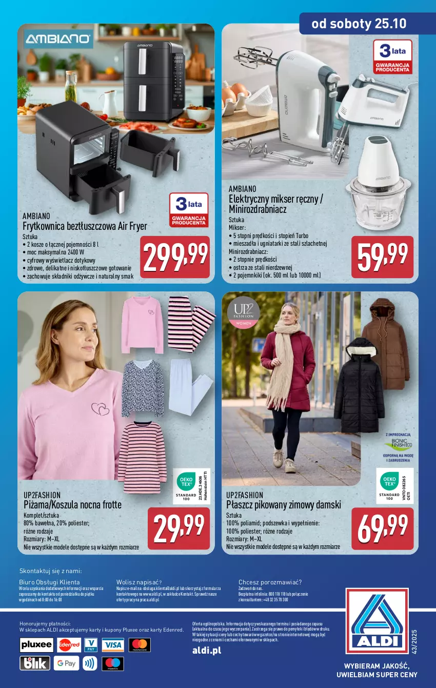 Gazetka promocyjna Aldi - Artykuły przemysłowe i tekstylia - ważna 22.10 do 25.10.2025 - strona 15 - produkty: Biuro, Fa, Kosz, Koszula, Koszula nocna, Mikser, Mikser ręczny, O nas, Piżama, Płaszcz, Por, Rozdrabniacz, Ser, Top, Wełna