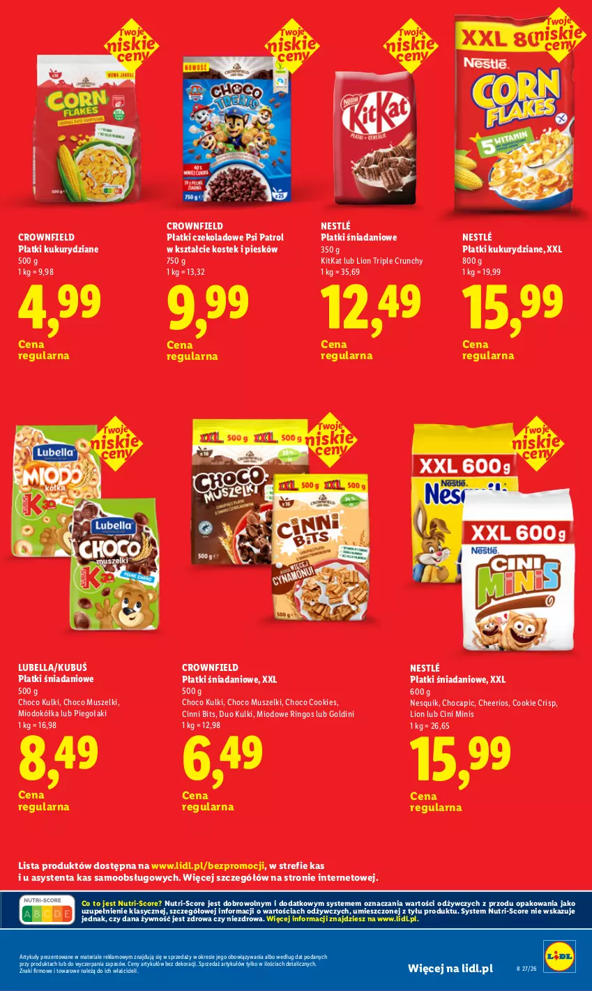 Gazetka promocyjna Lidl - Rewolucja cenowa! - ważna 08.07 do 31.08.2026 - strona 17 - produkty: Bell, Bella, Cheerios, Cini Minis, Danio, Kubuś, Lion, Lubella, Mus, Nesquik, Nestlé, Psi Patrol, Stek