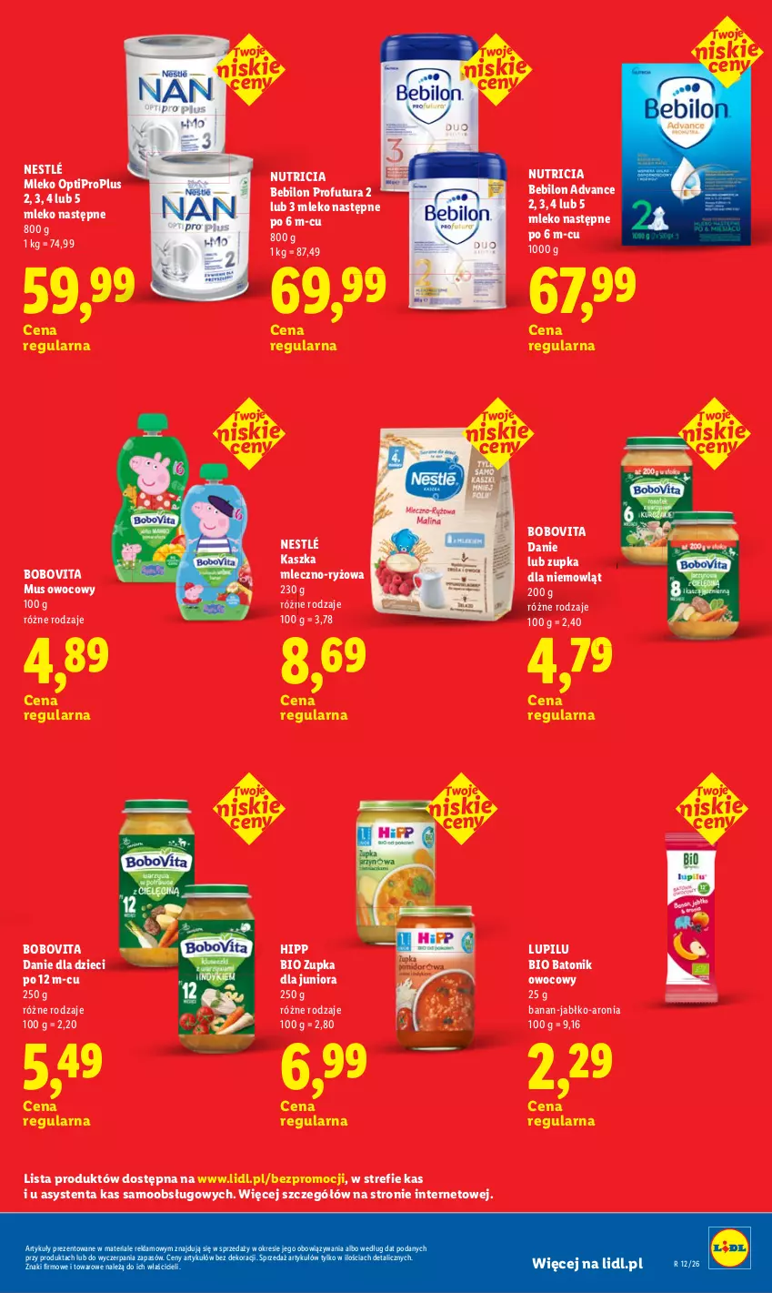 Gazetka promocyjna Lidl - Rewolucja cenowa! - ważna 08.07 do 31.08.2026 - strona 33 - produkty: Baton, BEBILON, Bio Batonik, BoboVita, Danie dla dzieci, Dzieci, HiPP, Hipp Bio, Mleko, Mus, Nestlé, O nas, Ryż, Tonik