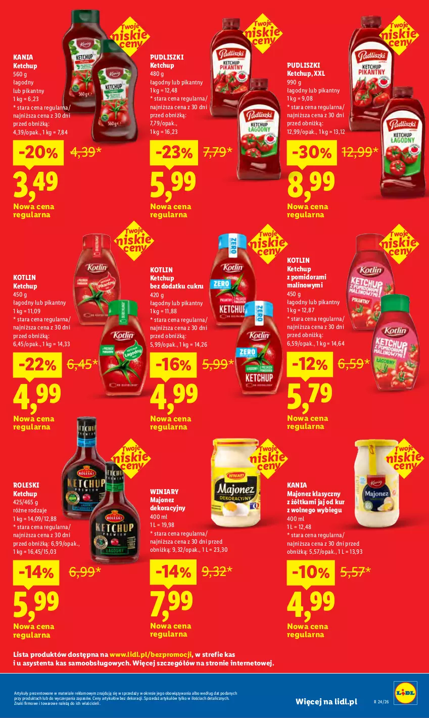 Gazetka promocyjna Lidl - Rewolucja cenowa! - ważna 08.07 do 31.08.2026 - strona 7 - produkty: Ketchup, Kotlin, Majonez, Pudliszki, Winiary