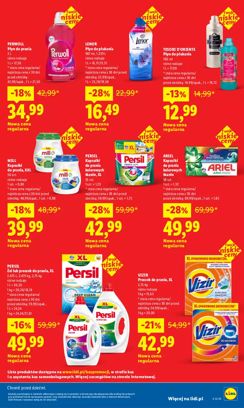 Gazetka promocyjna Lidl - Rewolucja cenowa! - ważna 08.07 do 31.08.2026 - strona 9 - produkty: Ariel, Kapsułki do prania, Lenor, Persil, Perwoll, Płyn do płukania, Płyn do prania, Proszek do prania, Vizir