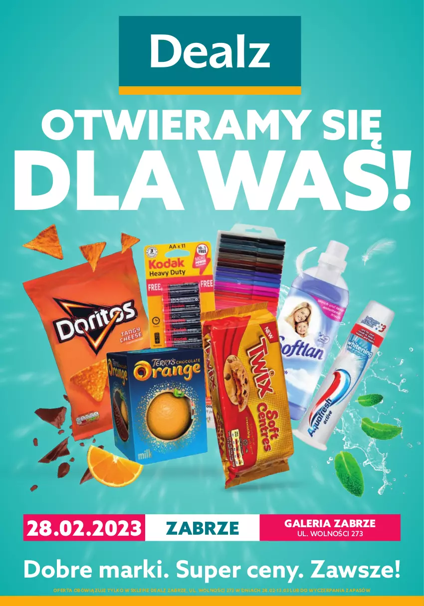 Gazetka promocyjna Dealz - WIELKIE OTWARCIE: 28.02.2023🥳 godz. 9:00Galeria Zabrze, Zabrze - ważna 28.02 do 14.03.2023 - strona 1