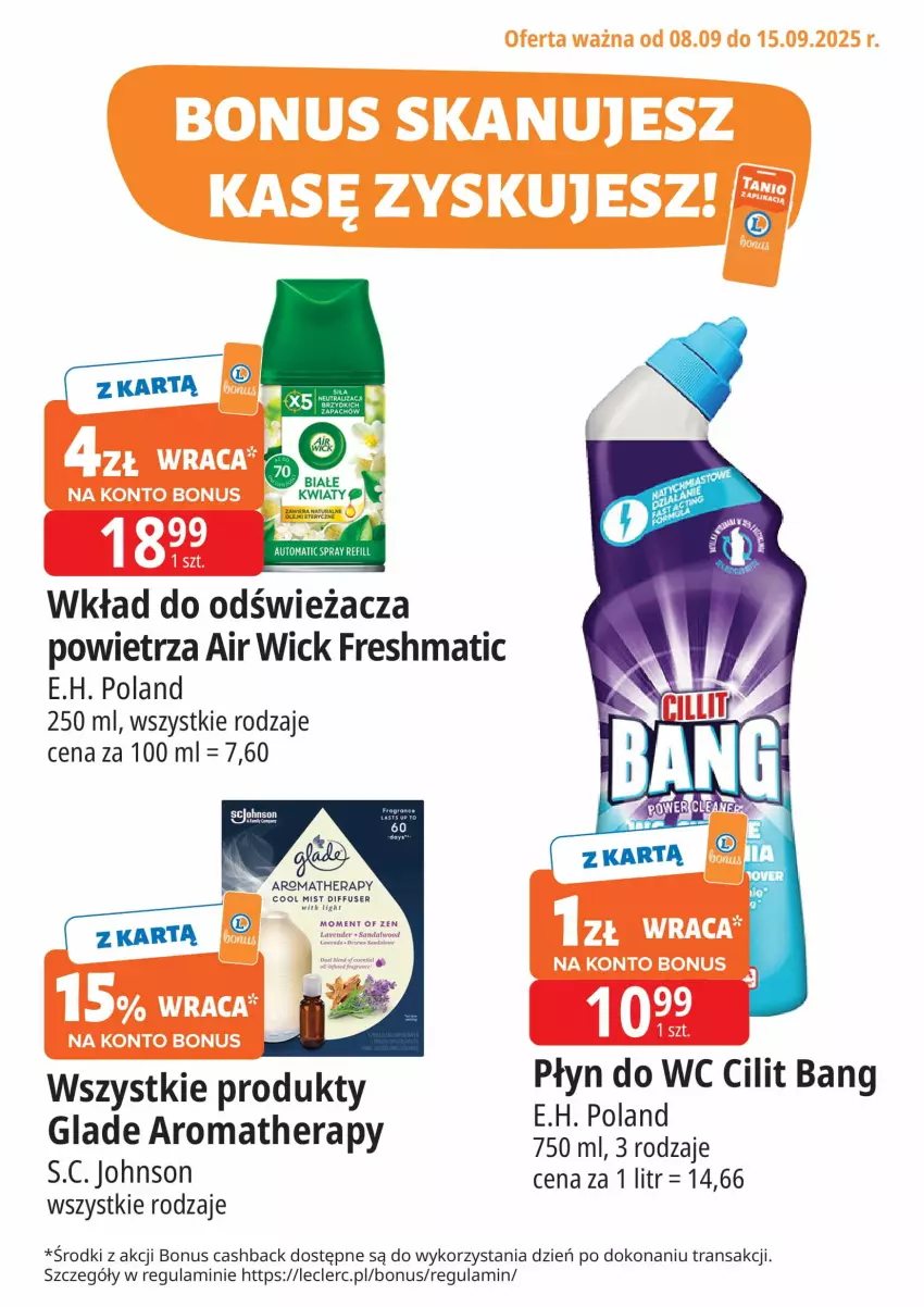 Gazetka promocyjna E Leclerc - ważna 08.09 do 19.09.2025 - strona 3 - produkty: Air Wick, LANA, Płyn do wc, Ser, Tran