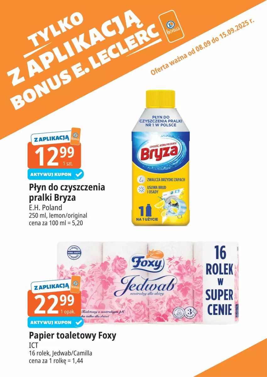 Gazetka promocyjna E Leclerc - ważna 08.09 do 19.09.2025 - strona 9 - produkty: Bryza, Dzieci, Foxy, Gin, Papier, Papier toaletowy, Pralki