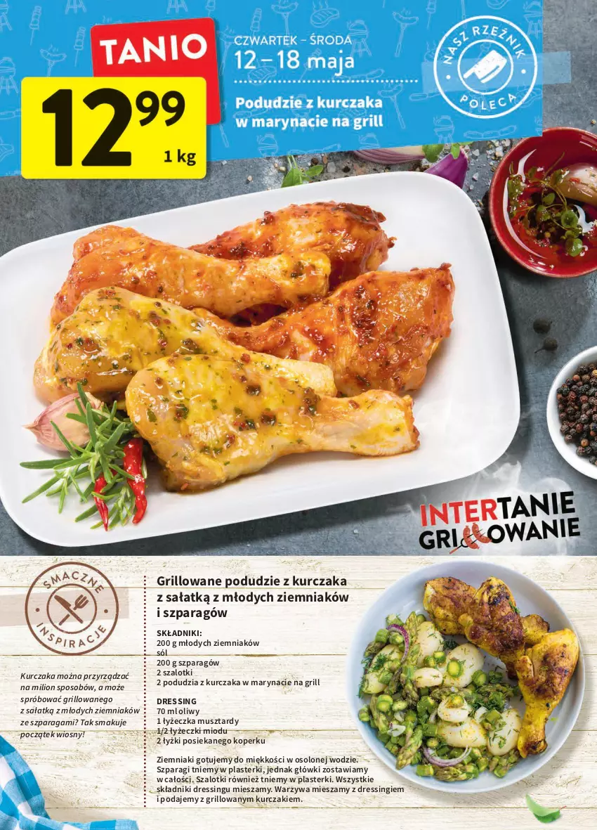 Gazetka promocyjna Intermarche - ważna 12.05 do 18.05.2022 - strona 16 - produkty: Dres, Grill, Kurczak, Lion, Mus, Plasterki, Podudzie z kurczaka, Sałat, Sól, Szal, Warzywa, Ziemniaki