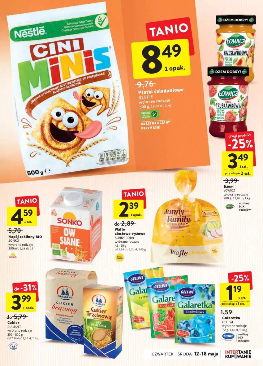 Gazetka promocyjna Intermarche - ważna 12.05 do 18.05.2022 - strona 27 - produkty: Cukier, Danio, Diamant, Dżem, Gala, Galaretka, Napój, Napój roślinny, Ryż, Sonko, Wafle