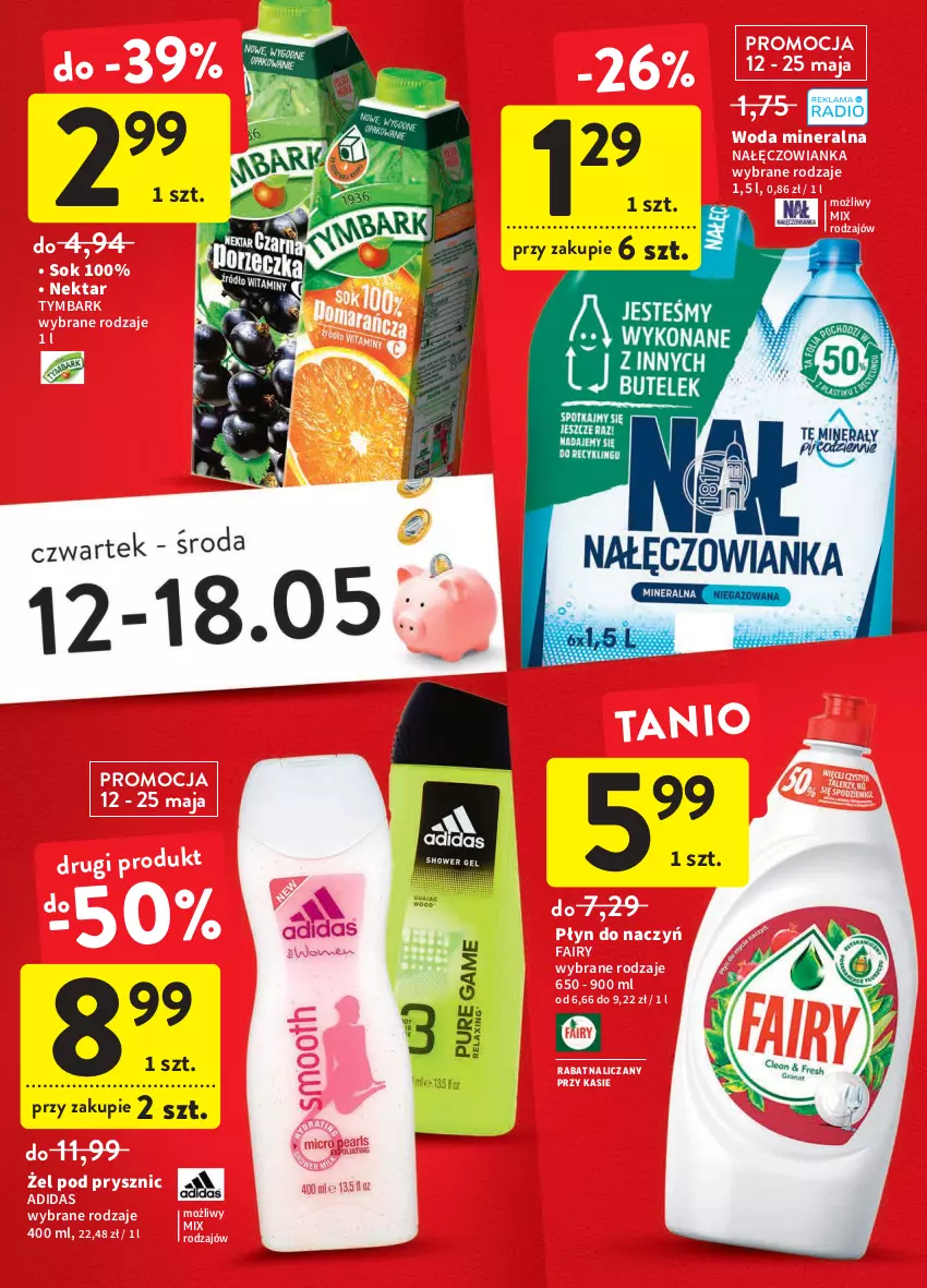 Gazetka promocyjna Intermarche - ważna 12.05 do 18.05.2022 - strona 7 - produkty: Adidas, Fa, Fairy, Nałęczowianka, Nektar, Sok, Tymbark, Woda, Woda mineralna