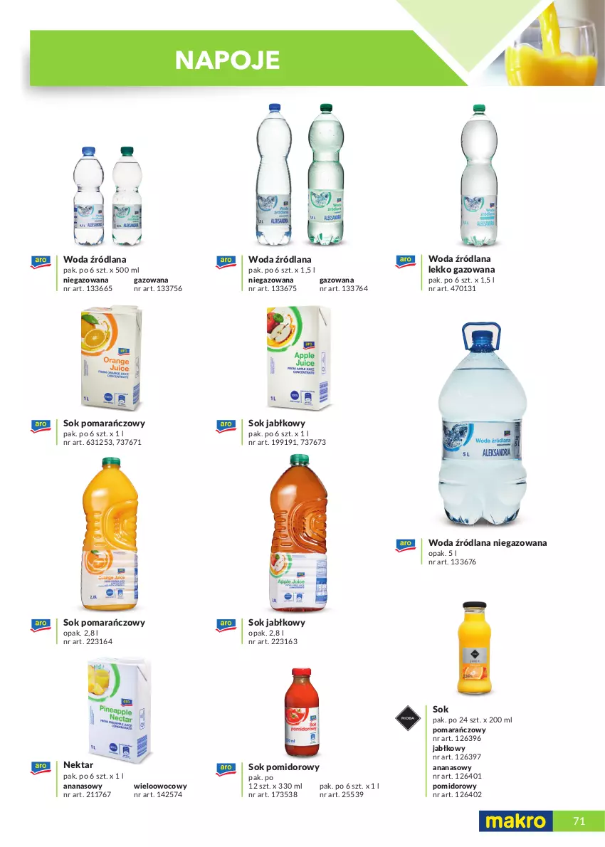 Gazetka promocyjna Makro - [Oferta specjalna] Katalog produktowy Marki MAKRO - ważna 01.06.2021 do 28.02.2022 - strona 71 - produkty: Ananas, LANA, Nektar, Sok, Sok jabłkowy, Sok pomarańczowy, Sok pomidorowy, Woda