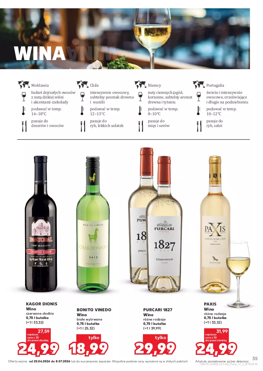 Gazetka promocyjna Kaufland - Barek Kauflandu - ważna 25.06 do 08.07.2026 - strona 35 - produkty: Bukiet, Deser, Nuty, Pax, Por, Pur, Sałat, Ser, Wino, Wino białe, Wino czerwone