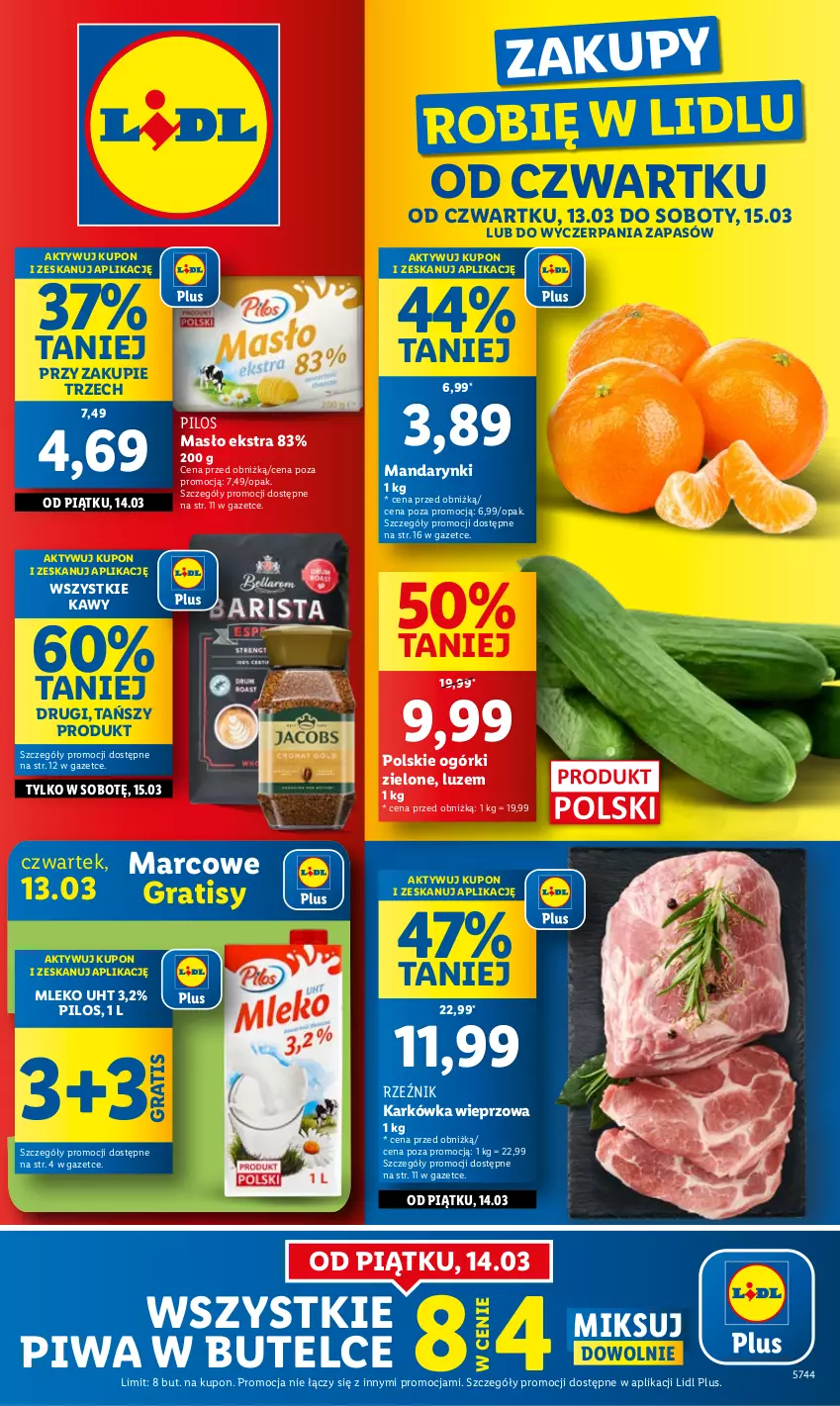 Gazetka promocyjna Lidl - GAZETKA - ważna 13.03 do 15.03.2025 - strona 1 - produkty: Gra, Karkówka wieprzowa, Mandarynki, Masło, Mleko, Pilos, Piwa