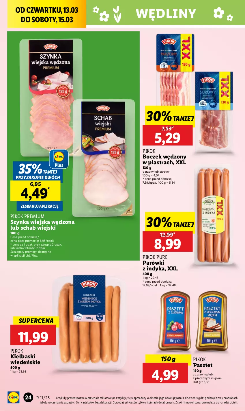 Gazetka promocyjna Lidl - GAZETKA - ważna 13.03 do 15.03.2025 - strona 30 - produkty: Boczek, Parówki, Parówki z indyka, Pasztet, Piec, PIKOK, Pur, Szynka