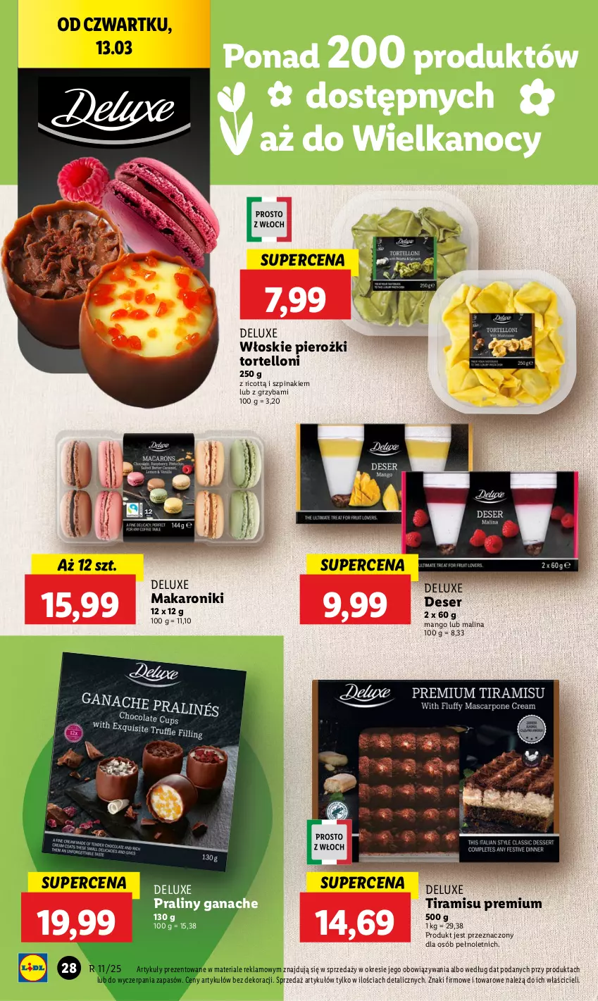 Gazetka promocyjna Lidl - GAZETKA - ważna 13.03 do 15.03.2025 - strona 36 - produkty: Deser, Makaron, Mango, Praliny, Ser, Szpinak, Tortelloni