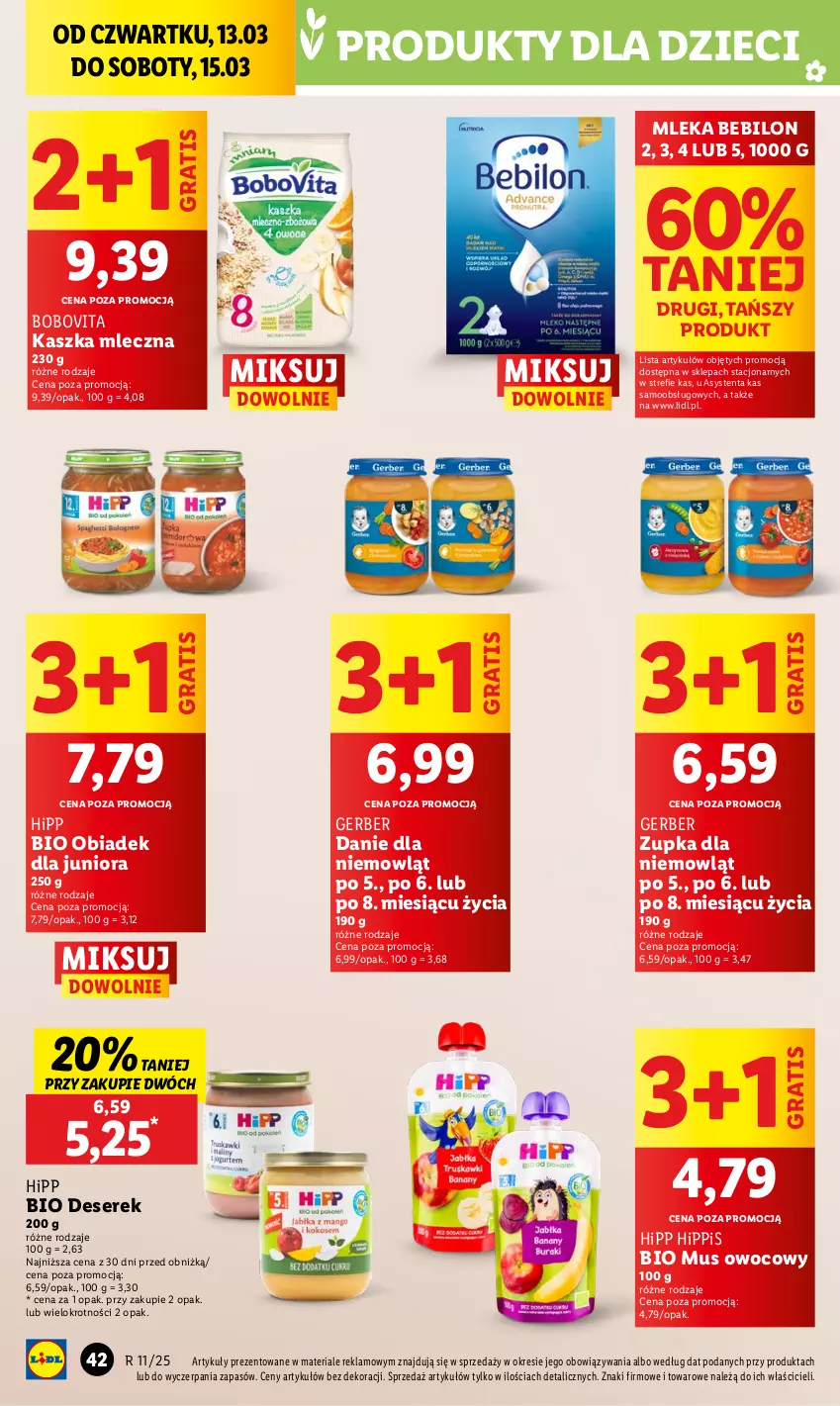 Gazetka promocyjna Lidl - GAZETKA - ważna 13.03 do 15.03.2025 - strona 50 - produkty: BEBILON, BoboVita, Deser, Dzieci, Gerber, Gra, HiPP, Hipp Bio, Mus, Ser, Serek