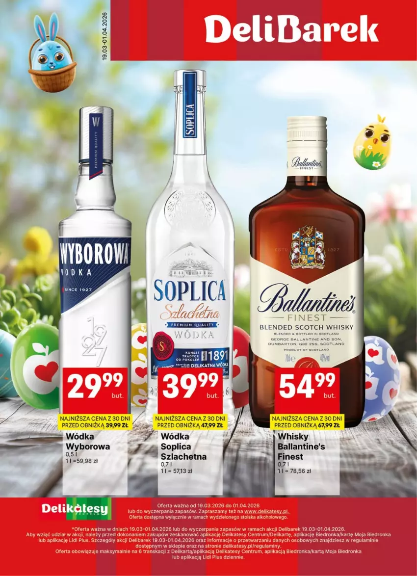 Gazetka promocyjna Delikatesy Centrum - Delibarek DC12-DC13 - ważna 19.03 do 01.04.2026 - strona 1 - produkty: Ballantine's, Gala, Soplica, Whisky, Wódka, Wyborowa