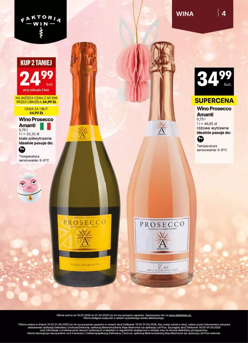 Gazetka promocyjna Delikatesy Centrum - Delibarek DC12-DC13 - ważna 19.03 do 01.04.2026 - strona 4 - produkty: Gin, Prosecco, Rama, Rum, Ser, Tran, Wino