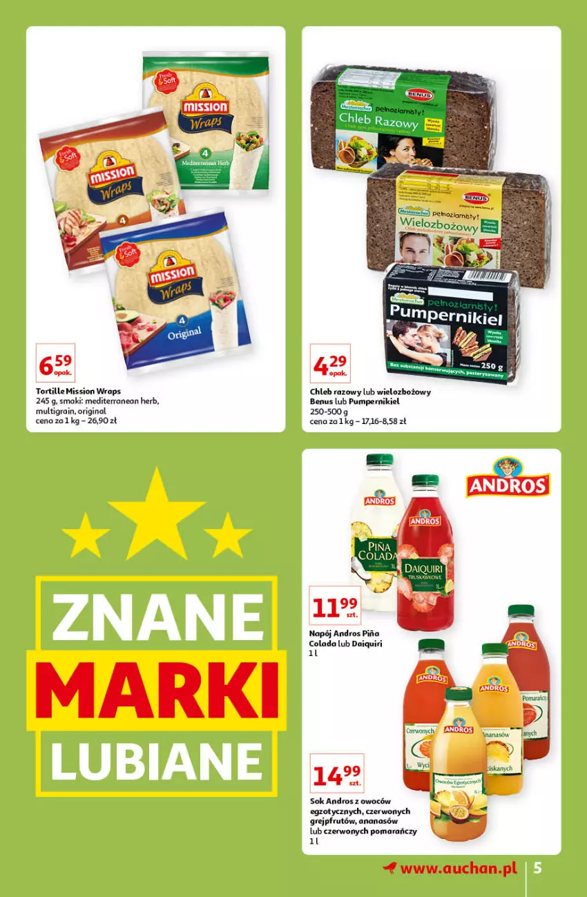 Gazetka promocyjna Auchan - Znane lubiane Marki Hipermarkety - ważna 31.03 do 06.04.2022 - strona 5 - produkty: Ananas, Chleb, Gin, Gra, Grejpfrut, Napój, Sok