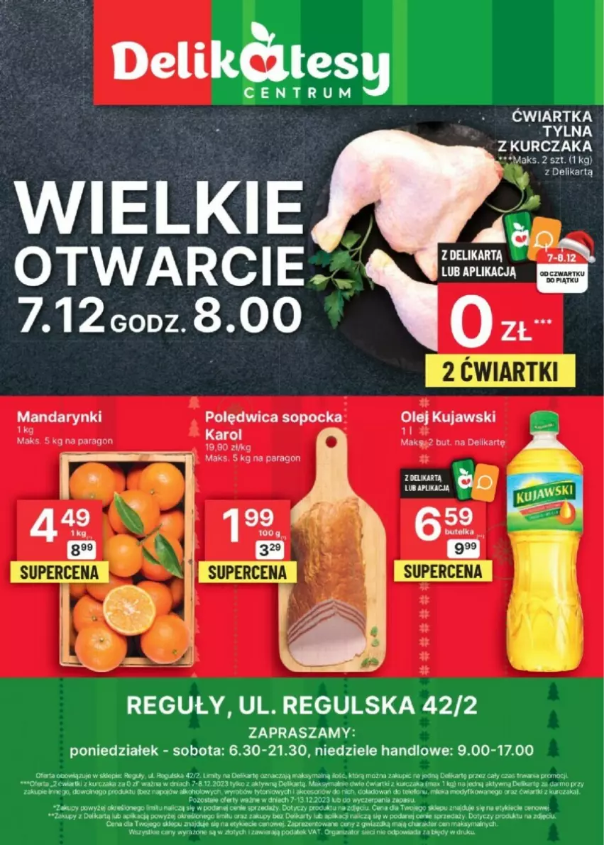 Gazetka promocyjna Delikatesy Centrum - ważna 07.12 do 13.12.2023 - strona 1 - produkty: Kujawski, Kurczak, Olej, Polędwica