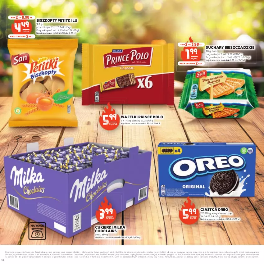 Gazetka promocyjna Stokrotka - Czas na Grill - ważna 29.04 do 14.05.2025 - strona 26 - produkty: Biszkopty, Ciastka, Cukier, Cukierki, Mięso, Milka, Oreo, Owoce, Prince Polo, Warzywa