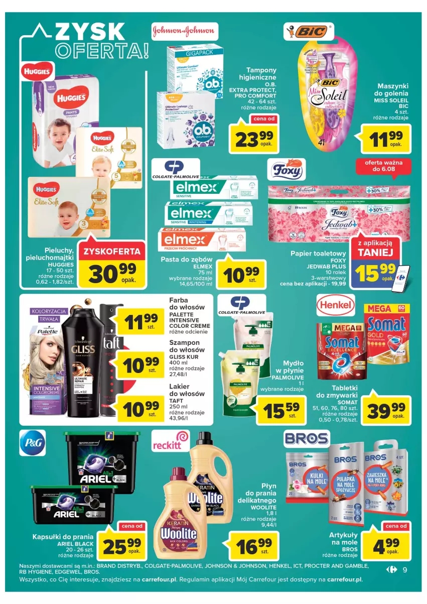 Gazetka promocyjna Carrefour - Gazetka Market - ważna 02.08 do 13.08.2022 - strona 9 - produkty: Colgate, Color Creme, Fa, Farba do włosów, Gliss Kur, Lakier, Lakier do włosów, LG, Palette, Palmolive, Szampon, Taft