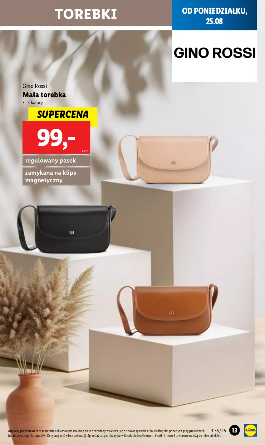 Gazetka promocyjna Lidl - GAZETKA - ważna 25.08 do 30.08.2025 - strona 13 - produkty: Gin, Pasek, Torebka