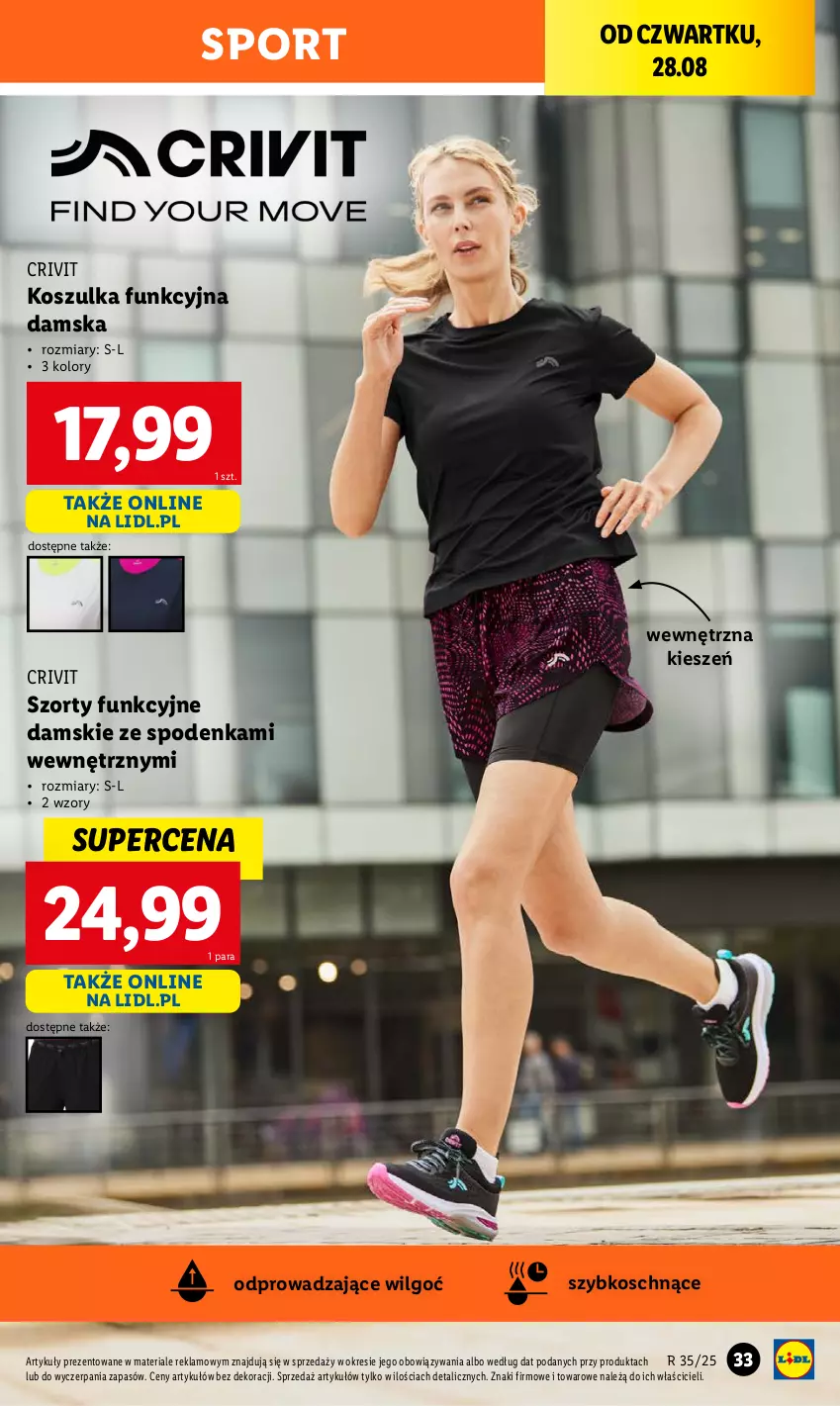 Gazetka promocyjna Lidl - GAZETKA - ważna 25.08 do 30.08.2025 - strona 33 - produkty: Kosz, Koszulka, Koszulka funkcyjna, LG, Por, Sport, Szorty