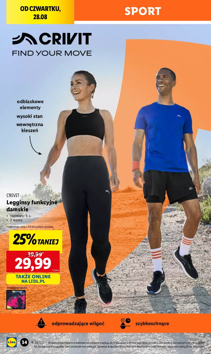 Gazetka promocyjna Lidl - GAZETKA - ważna 25.08 do 30.08.2025 - strona 34 - produkty: Gin, Legginsy, LG, Por, Sok, Sport