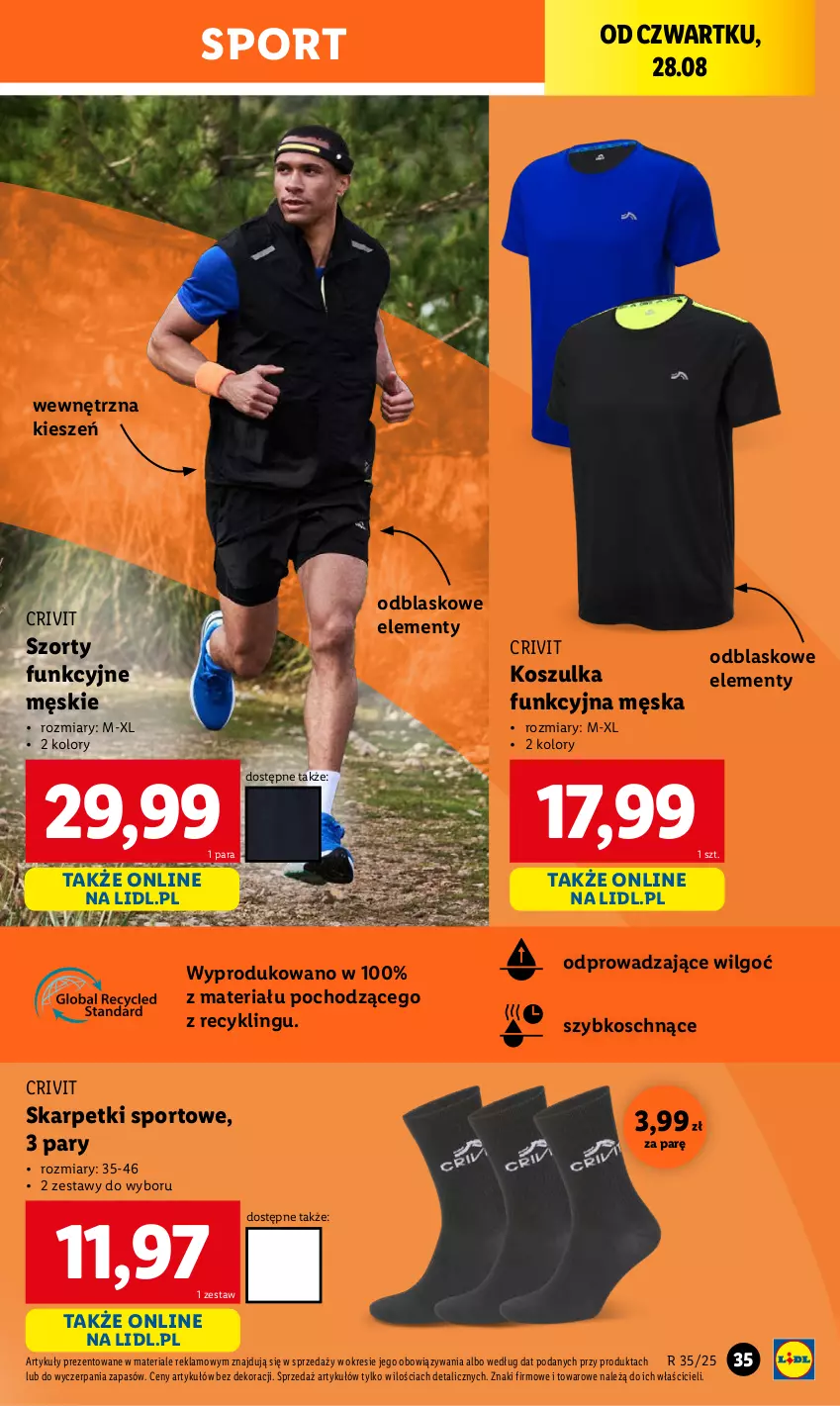 Gazetka promocyjna Lidl - GAZETKA - ważna 25.08 do 30.08.2025 - strona 35 - produkty: Control, Karp, Kosz, Koszulka, Koszulka funkcyjna, LG, Por, Skarpetki, Sport, Szorty