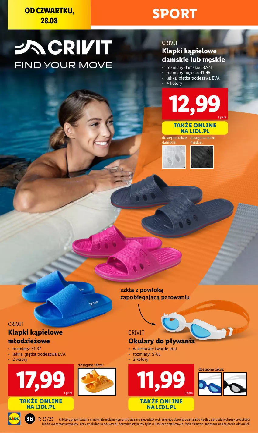 Gazetka promocyjna Lidl - GAZETKA - ważna 25.08 do 30.08.2025 - strona 36 - produkty: Klapki, Por, Sport
