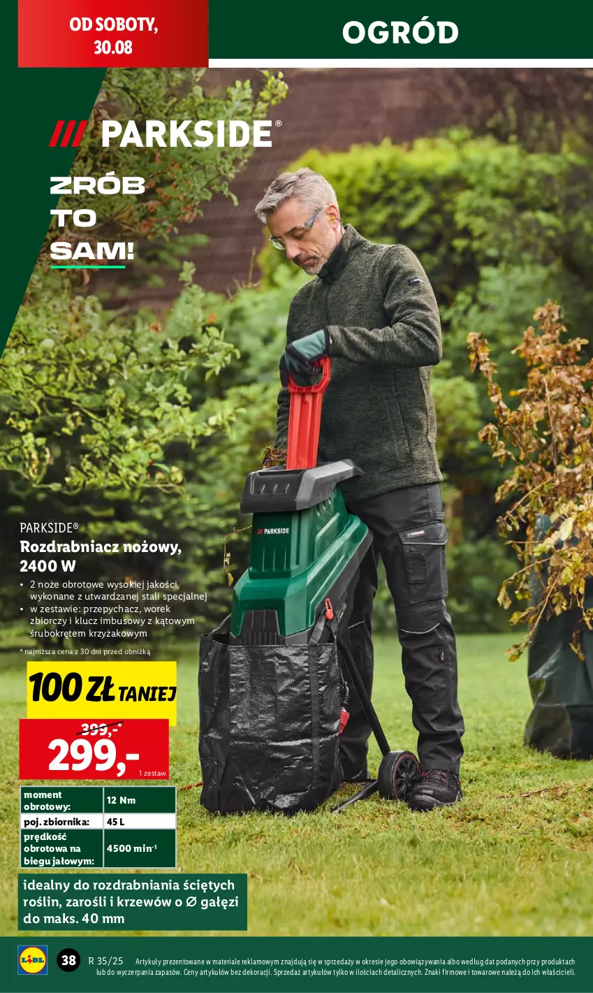 Gazetka promocyjna Lidl - GAZETKA - ważna 25.08 do 30.08.2025 - strona 38 - produkty: Noż, Ogród, Parkside, Rozdrabniacz, Sok