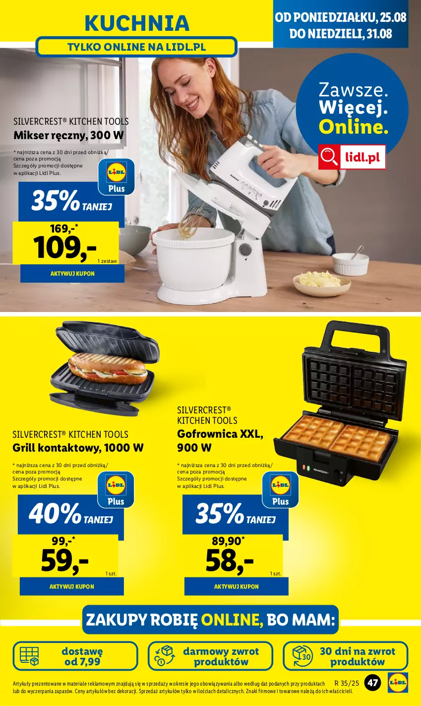 Gazetka promocyjna Lidl - GAZETKA - ważna 25.08 do 30.08.2025 - strona 49 - produkty: Gofrownica, Grill, Grill kontaktowy, Kuchnia, Mikser, Mikser ręczny, Ser, Silvercrest