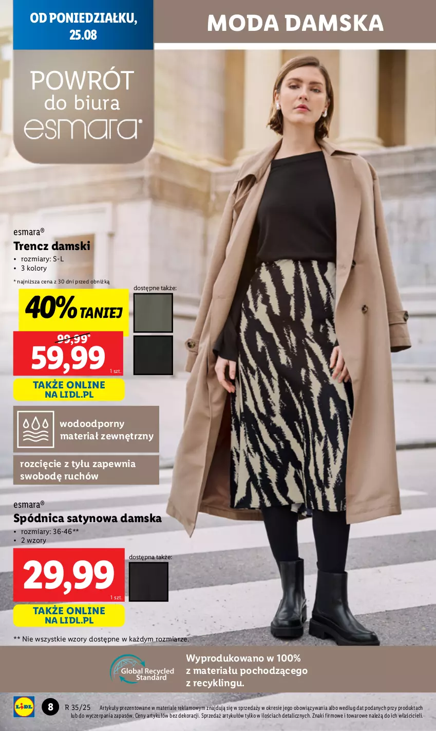 Gazetka promocyjna Lidl - GAZETKA - ważna 25.08 do 30.08.2025 - strona 8 - produkty: Moda, Por, Spódnica, Trencz