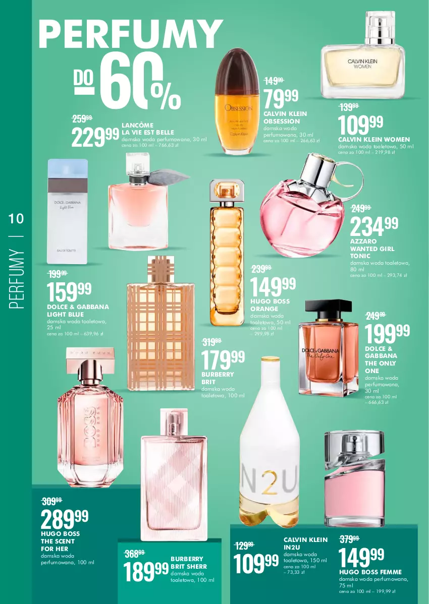 Gazetka promocyjna Super Pharm - Gazetka - ważna 15.09 do 22.09.2022 - strona 10 - produkty: Azzaro, Bell, Brit, Burberry, Calvin Klein, Hugo Boss, Lancôme, Perfum, SESSIO, Woda, Woda perfumowana, Woda toaletowa