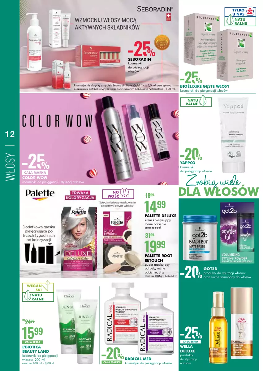 Gazetka promocyjna Super Pharm - Gazetka - ważna 15.09 do 22.09.2022 - strona 12 - produkty: Got2b, Palette, Puder, Seboradin, Ser, Szampon, Wella