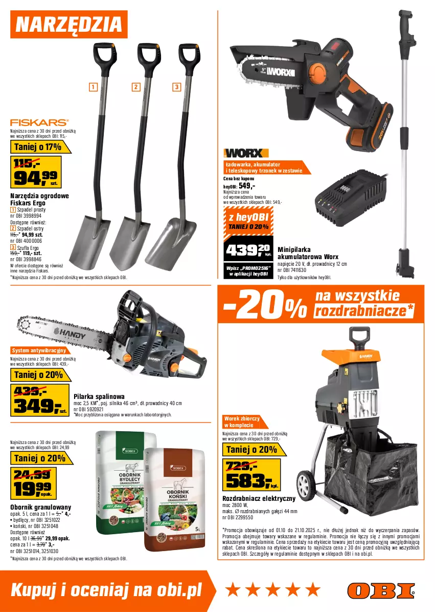 Gazetka promocyjna Obi - Gazetka OBI - ważna 01.10 do 21.10.2025 - strona 11 - produkty: Akumulator, Fiskars, Gra, Rozdrabniacz, Teleskop, Warka