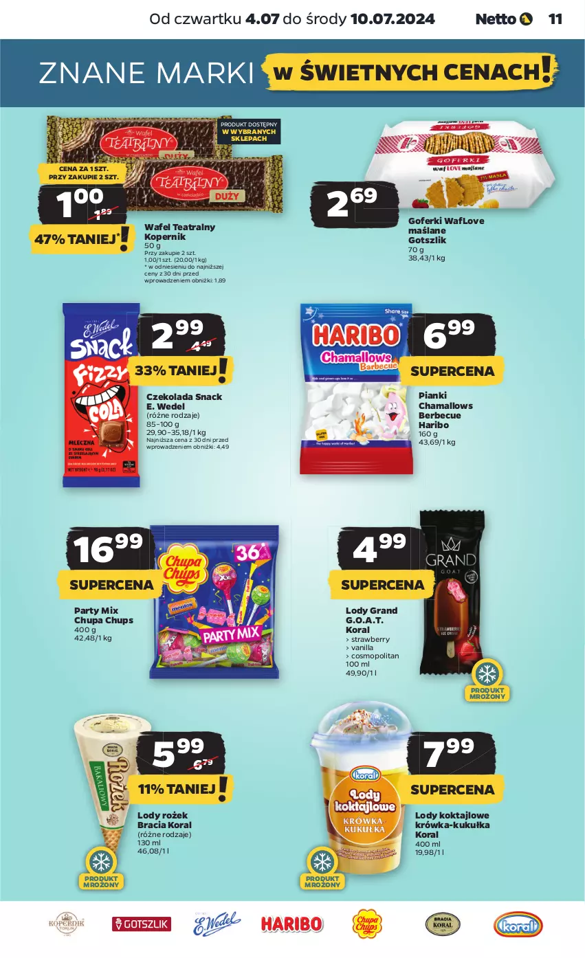 Gazetka promocyjna Netto - Od Czwartku - ważna 04.07 do 10.07.2024 - strona 11 - produkty: Chupa Chups, Czekolada, E. Wedel, Gra, Hama, Haribo, Lody, Mop