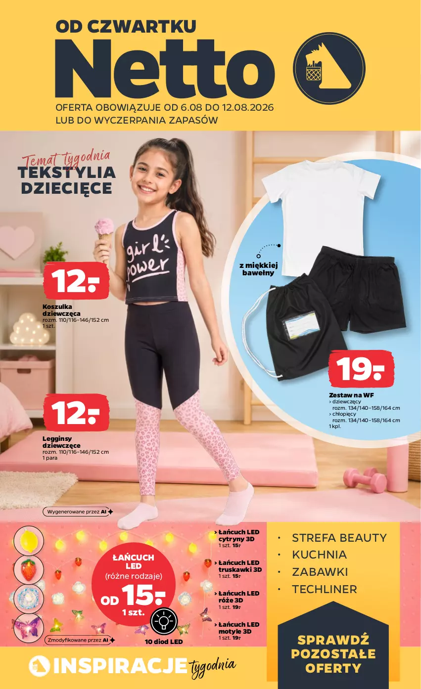 Gazetka promocyjna Netto - Od Czwartku - ważna 06.08 do 12.08.2026 - strona 1 - produkty: Cytryny, Dzieci, Fa, Gin, Kosz, Koszulka, Kuchnia, Legginsy, Truskawki