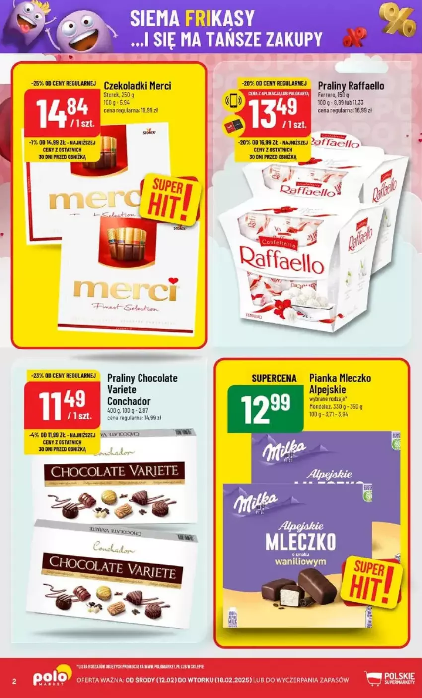 Gazetka promocyjna PoloMarket - ważna 12.02 do 18.02.2025 - strona 12 - produkty: Fa, Ferrero, Merci, Mleczko, Praliny, Raffaello