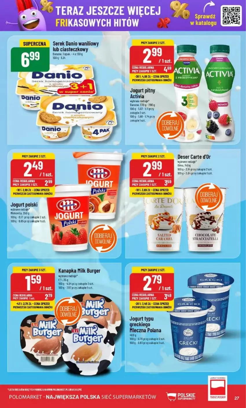 Gazetka promocyjna PoloMarket - ważna 12.02 do 18.02.2025 - strona 20 - produkty: Activia, Burger, Danio, Danone, Deser, Jogurt, Jogurt pitny, LANA, LG, Por, Ser, Serek, Tera