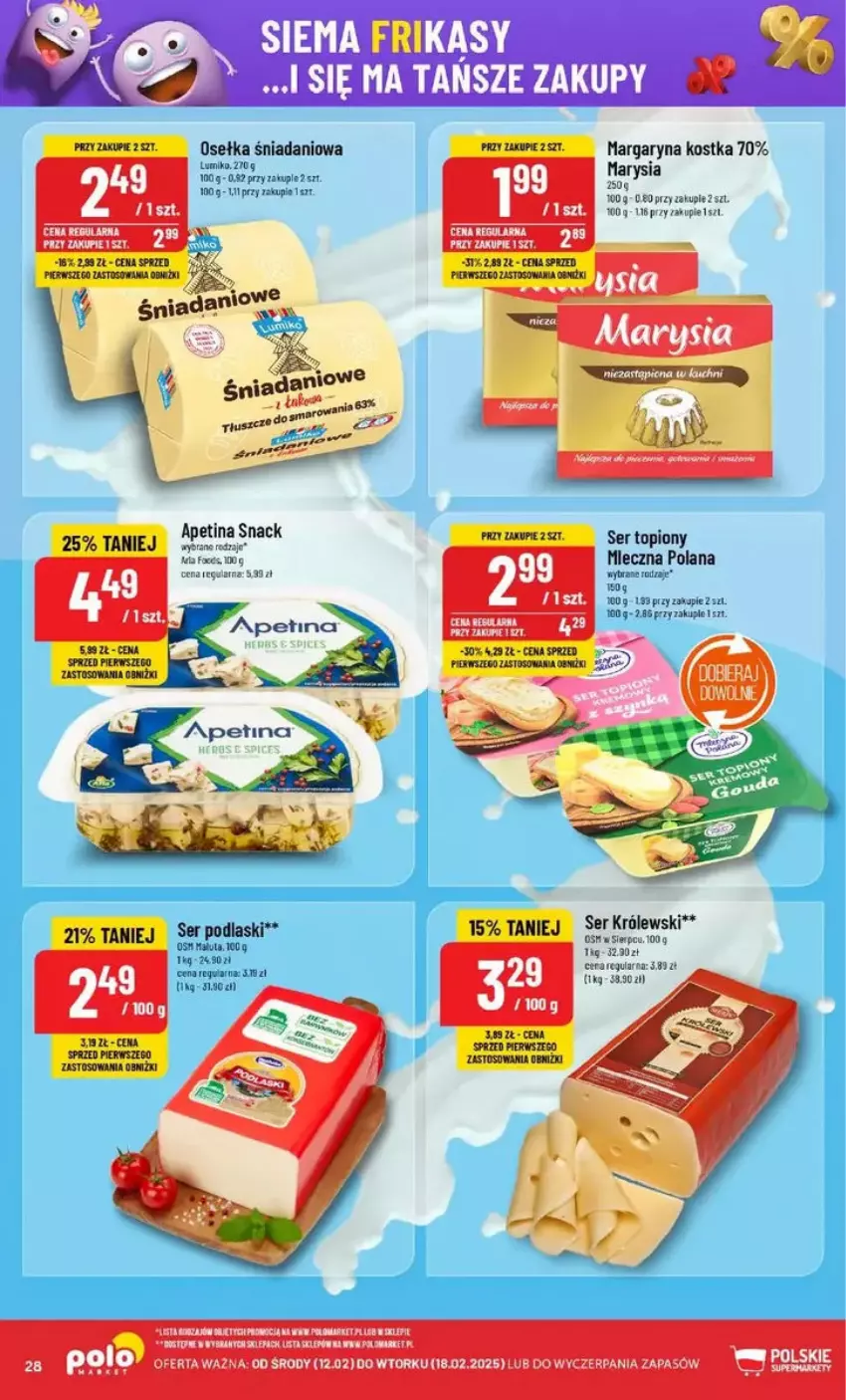 Gazetka promocyjna PoloMarket - ważna 12.02 do 18.02.2025 - strona 21 - produkty: Danio, Królewski, LANA, Margaryna, Podlaski, Ser, Ser topiony, Top