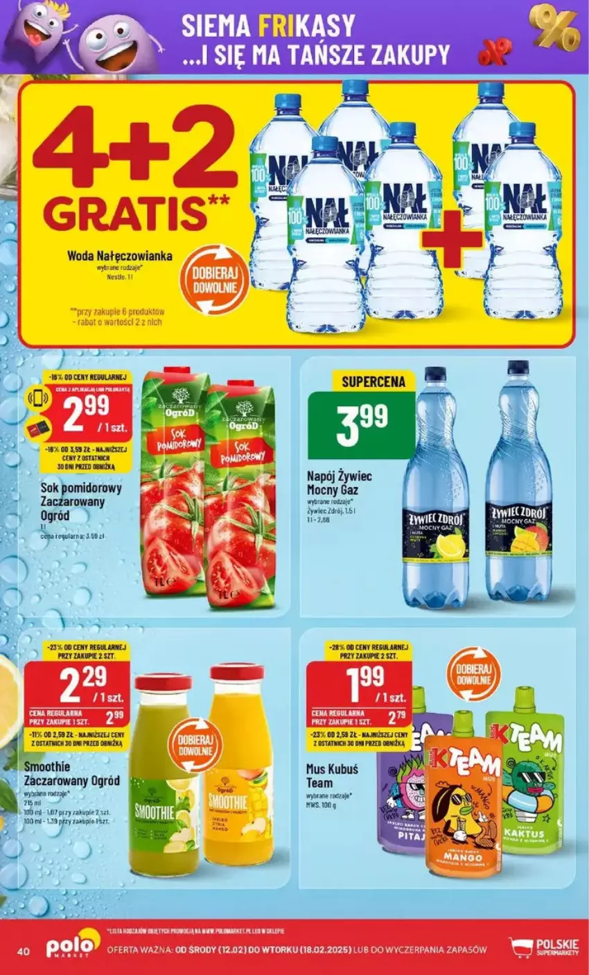 Gazetka promocyjna PoloMarket - ważna 12.02 do 18.02.2025 - strona 35 - produkty: Fa, Kubuś, Mus, Nałęczowianka, Napój, Ogród, Smoothie, Sok, Sok pomidorowy, Woda