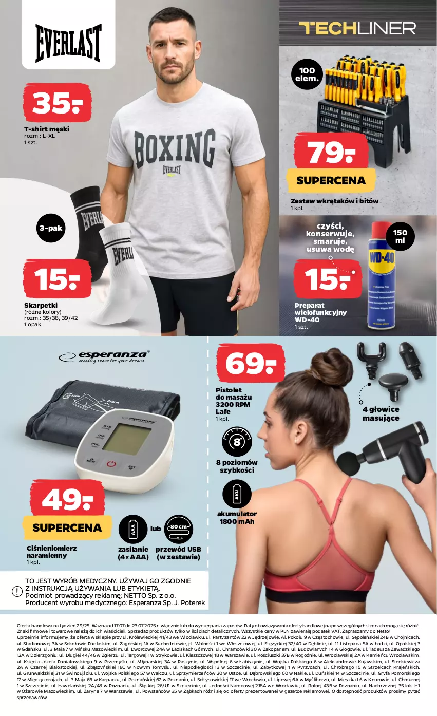 Gazetka promocyjna Netto - Od Czwartku Przemysłowa - ważna 17.07 do 23.07.2025 - strona 9 - produkty: Akumulator, Ciśnieniomierz, Fa, Gry, Karp, Kujawski, Pistolet, Podlaski, Przewód, Ser, Silan, Skarpetki, Sok, Stock, T-shirt, Top, WD-40, Wino, Wkręt, Zestaw wkrętaków