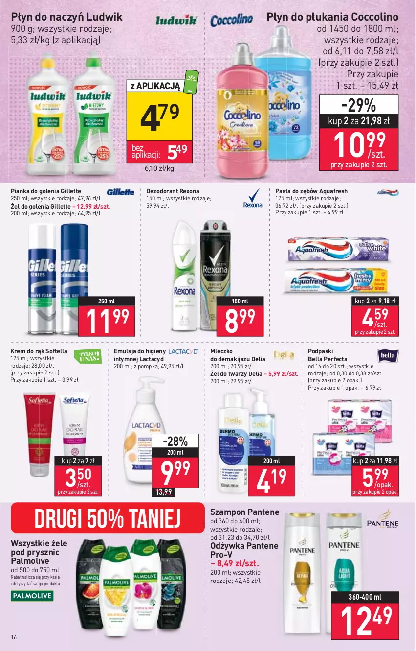 Gazetka promocyjna Stokrotka - Supermarket - ważna 25.08 do 31.08.2022 - strona 16 - produkty: Aquafresh, Bell, Bella, Coccolino, Dezodorant, Emulsja, Gillette, Krem do rąk, Lactacyd, Ludwik, Makijaż, Mleczko, Odżywka, Palmolive, Pantene, Pasta do zębów, Perfecta, Pianka do golenia, Płyn do płukania, Podpaski, Rexona, Szampon