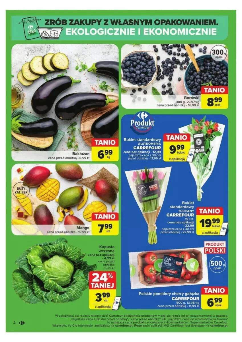 Gazetka promocyjna Carrefour - ważna 22.04 do 28.04.2024 - strona 12 - produkty: Bukiet, Mango, Pomidory, Tulipan