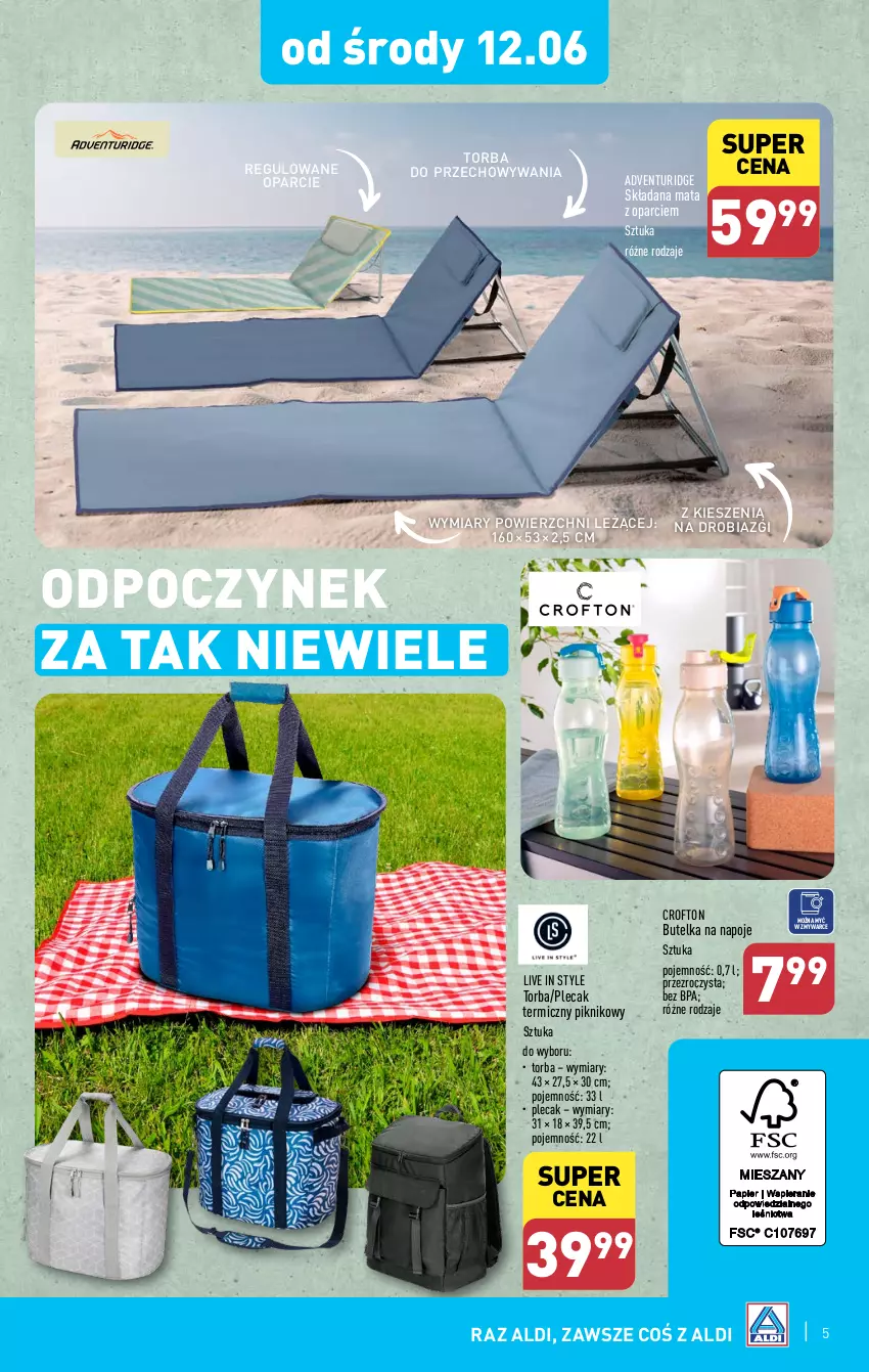 Gazetka promocyjna Aldi - Artykuły przemysłowe i tekstylia - ważna 12.06 do 15.06.2024 - strona 5 - produkty: Napoje, Plecak, Torba