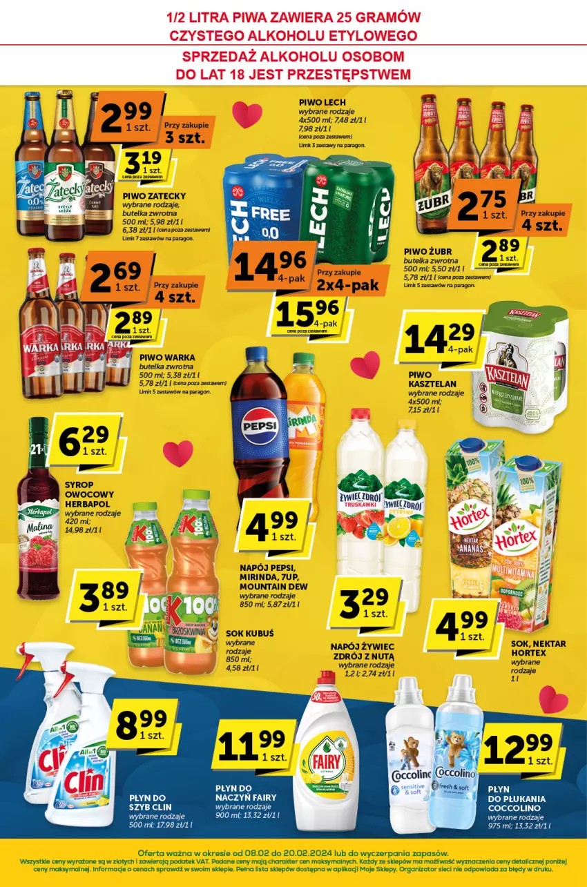 Gazetka promocyjna ABC - ważna 08.02 do 20.02.2024 - strona 4 - produkty: 7up, Gra, Herbapol, Kubuś, Mirinda, Napój, Nektar, Pepsi, Piwa, Piwo, Sok, Syrop, Truskawki, Warka